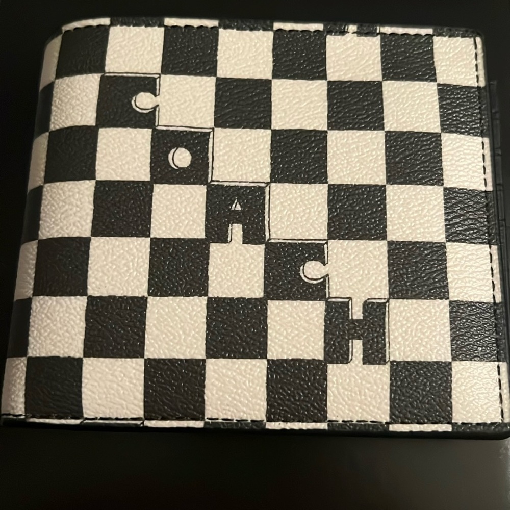 Men’s checkered coach wallet